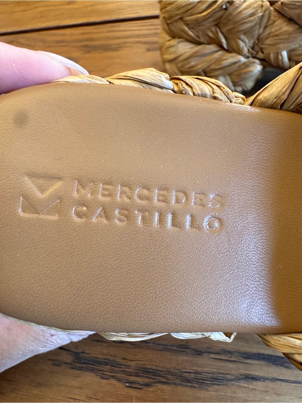 MERCEDES CASTILLO Aurelia Two band Braided Raffia Platform Mules Natural 7 37 - Picture 5 of 9